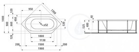 LAUFEN Solutions Vaňa s konštrukciou, 1900 mm x 900 mm, biela H2255210000001