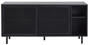 Čierna kovová komoda s posuvnými dverami 160x75x46 cm Veep – Unique Furniture