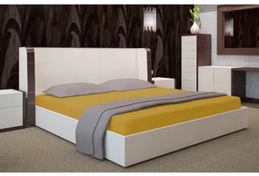 Bavlnená plachta na posteľ s gumkou Jersey - horčicovo žltá Šírka: 90 cm | Dĺžka: 200 cm
