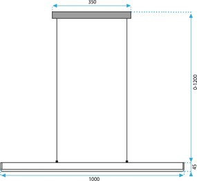 Toolight Toolight, LED stropné svietidlo 100cm, 15W, APP1448-CP, čierna matná, OSW-03900