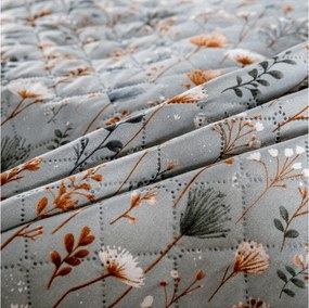 Prehoz na posteľ BOTANIC FIELD, sivý Rozmer: 220 x 240 cm
