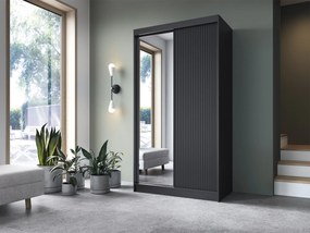 Šatní skříň Prescco se zrcadlem 120 cm černá