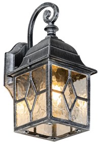 Romantická vonkajšia nástenná lampa starožitné striebro - London