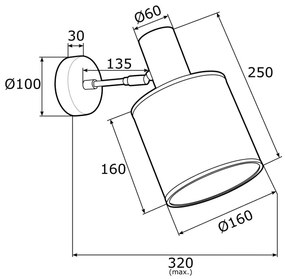Argon 4279 - Nástenné bodové svietidlo HERMAN 1xE27/15W/230V mosadz/čierna
