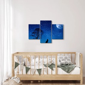 Obraz vlka vyjúci na mesiac (90x60 cm)