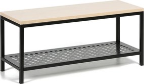 Šatňová lavica s plechovou policou na topánky, 1000x360x439 mm, breza