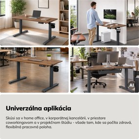 Elektrický stôl s reguláciou výšky ergonomický antracitový/orech,1200x600 mm: ARIA