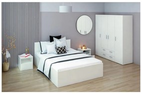 Tempo Kondela Posteľ s kovovým roštom a úložným priestorom, 140x200, biela, DOLI