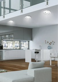 CLX Stropné LED podhľadové osvetlenie HENA, 1xGU10 35W + LED 3W, 10cm, okrúhle, chrómované