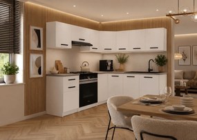 Kuchynská linka Belini 360 cm biely mat s pracovnou doskou Lidiauniqa2  TOR LIDIAUNIQA2/4/WT/WT/0/B1