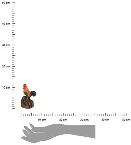 Záhradná figúrka z polyesterovej živice Rooster, 11,4 cm, viacfarebná