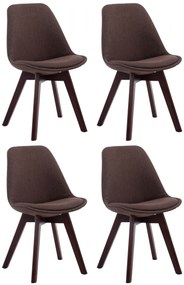 Stolička Borne V2 látka (SET 4 ks), drevené nohy orech - Hnedá
