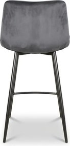 Sivá barová stolička MILA VELVET s čiernymi nohami
