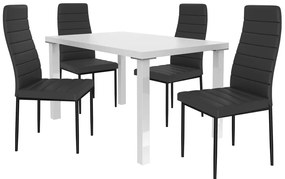 Jedálenský set 1 + 4 Belini biely / čierne Moderno MOD/0/ZES/W/4B