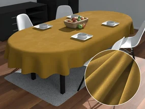 Biante Zamatový oválny obrus SV-009 Okrový 140x220 cm