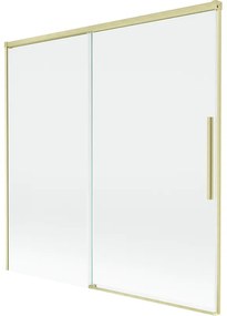 Mexen Rox, 2-krídlová posuvná vaňová zástena 160 x 150 cm, 8mm číre sklo, zlatý matný profil, 8C9-160-001-55-00