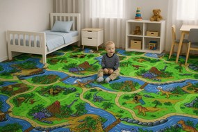 Vopi, Detský metrážny koberec Dino - neúčtujeme odrezky z role, na mieru, šíře 1,33m,1m,2m,3m,4m,na mieru, neúčtujeme odrezky, viacfarebná, filc, detská izba