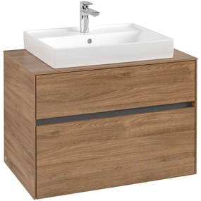 VILLEROY &amp; BOCH Collaro závesná skrinka pod umývadlo na dosku (umývadlo v strede), 2 zásuvky, 800 x 500 x 548 mm, Oak Kansas, C08000RH