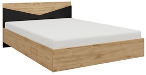 Manželská posteľ 145 cm Avain (dub + čierna). Akcia -21%. Vlastná spoľahlivá doprava až k Vám domov. 1087303