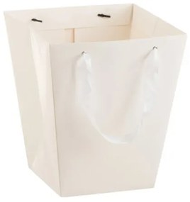 Biely vodeodolný kvetináč v tvare darčekové tašky - 22*22*25 cm