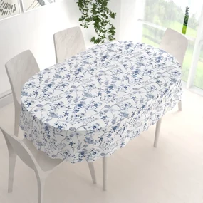 Biante Dekoračný oválny obrus PML-060 Modré lúčne kvety na bielom 120x180 cm
