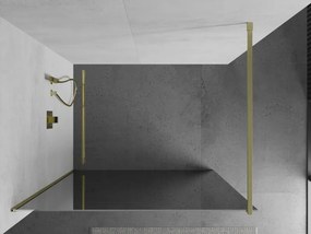 Mexen Kioto, sprchová zástena Walk-In 80 x 200 cm, 8mm sklo vzor zrkadlo, zlatý matný profil, 800-080-101-55-50