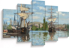 Obraz - Claude Monet, Ships Riding on the Seine at Rouen, reprodukcia (150x105 cm)