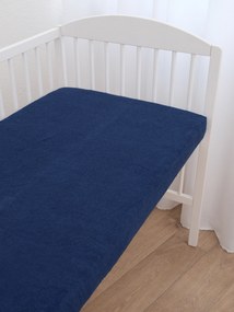 Froté plachta do postieľky 60 × 120 cm - tmavo modrá