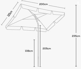 TRENDIE Záhradný slnečník 125x200 cm tmavo sivý