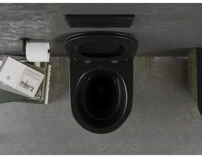 Mexen Lena, závesná toaletná misa 480x360x355 mm s pomaly padajúcim sedátkom, čierna matná - zlatý vzor, 30224078