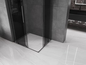 Mexen Velar L Duo, sprchový kút s posuvnými dverami 100 x 90 cm, 8mm šedé sklo, brúsený grafit, 871-100-090-02-43-95