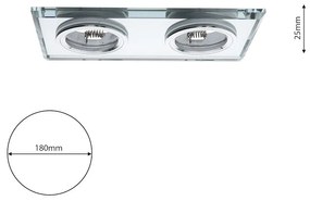 Podhľadové svietidlo Glass Square II, 1x sklenené/strieborné kovové tienidlo, s