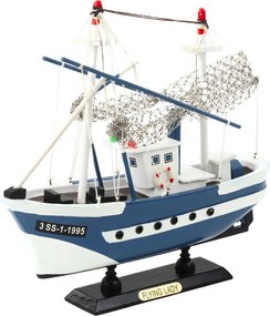 LEAN Toys Zberateľský model rybárskej lode Flying Lady modrý 24x23 cm