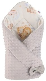 NEW BABY Obojstranná zavinovačka z Minky New Baby 75x75 cm spiace zvieratká šedá