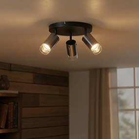 Stropný reflektor Gunmetal okrúhly s 3 svetlami otočný a nastaviteľný - Drain