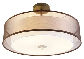 Inteligentné stropné svietidlo hnedé s bielym 50 cm 3-svetlá vrátane 3 Wifi A60 - Drum Duo