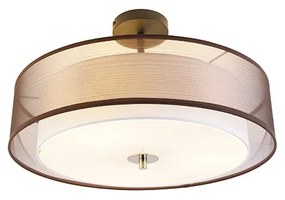 Moderné hnedé a biele stropné svietidlo 50 cm 3-svetlo - Drum Duo
