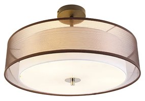 Moderné stropné svietidlo hnedé s bielymi 50 cm 3 svetlami - Drum Duo
