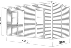 Drevený záhradný domček Konsta Laisholm 2 prírodný 447x234 cm