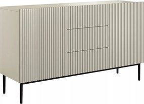 Komoda Nicole 150 cm so zásuvkami a ryhovaným čelom - kasmír / čierne nožičky