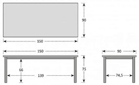 DOPPLER Hliníkový stôl pevný CONCEPT 150x90 cm (teak)