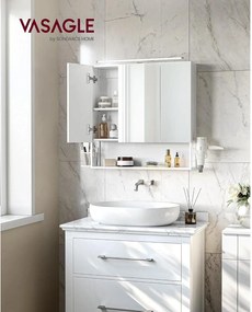 Kúpeľňová zrkadlová skrinka s osvetlením, nástenná skrinka, integrovaný kábel, biela