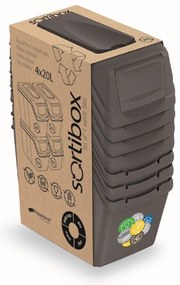 PROSPERPLAST Sada 4 odpadkových košov SORTIBOX Aj šedý kameň, objem 4x20L