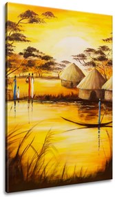 Gario Ručne maľovaný obraz Africká dedina Rozmery: 120 x 80 cm