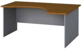 Rohový kancelársky pracovný stôl, zaoblený 160x120 cm, sivá / čerešňa, pravý