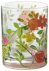 Pohárik na vou s farebnými kvetmi Floral glass - Ø8*10cm / 280ml