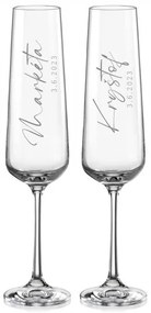 Svadobné poháre na sekt Calligraphy style, 2 ks