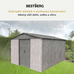 Záhradný domček BestBerg ZDB-9SD / 9 m² / 279 x 324 x 211 cm / dekor biele drevo / sivá
