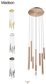 Redo 01-2053 - LED Luster na lanku MADISON 8xLED/4W/230V lesklý chróm/čierna/meď