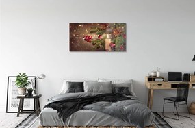 Sklenený obraz Vetvičky ozdoby sviečka kužele 120x60 cm